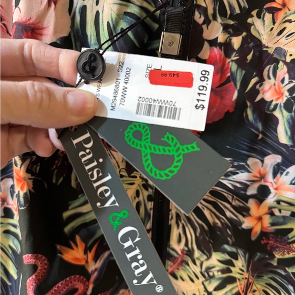 Paisley & Gray Men's Slim Fit "Dark Tropic" Floral Windbreaker Jacket Size XL - Picture 7 of 10